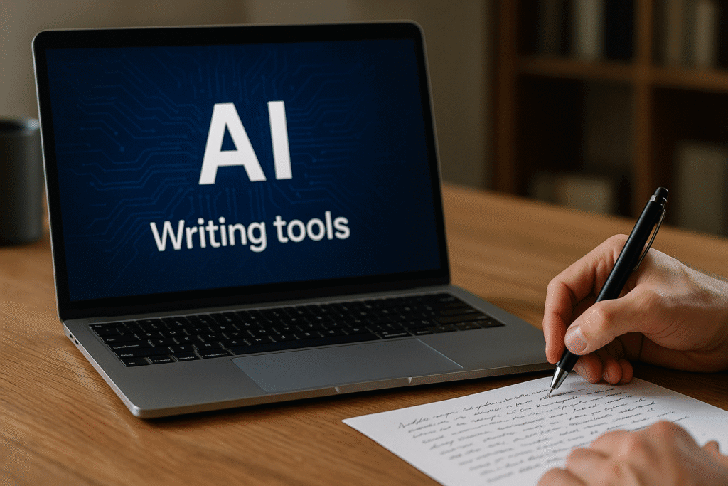 Esta imagen representa escritura con IA